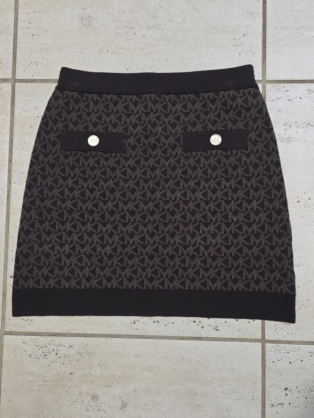 Michael Kors Brown Logo Knit Mini Skirt